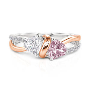 แหวนหมั้นรูปหัวใจสองสีแบบบิดเกลียว Jeulia Amore Custom - Product Image 3