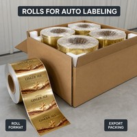 Étiquettes personnalisées en or brossé pour bouteilles de boissons, autocollants métalliques d'emballage, imprimés UV étanches pour boissons gazeuses et artisanat