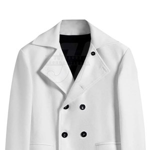 เสื้อโค้ทขนสัตว์ตัวยาวทรงสลิมฟิตสำหรับผู้ชายเสื้อโค้ทแบบมีกระดุมปิดแบบลำลองมีปกคอเสื้อและกระดุมด้านในแบบนุ่ม - Product Image 5