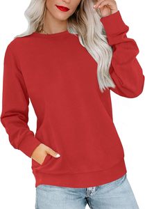 Sudaderas Rojas de Cuello Redondo para Mujer, Ropa de Calle Moderna, Bordado 3D, Manga Larga, con Bolsillos, 100% Algodón - Product Image 4