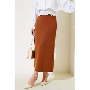 Jupe crayon à fente fermée Tan - Product Image 1