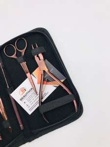 Kit de alicates de extensión de cabello de micro anillo de alta calidad, acero inoxidable chapado en oro rosa, accesorios de plástico profesionales al por mayor - Product Image 3