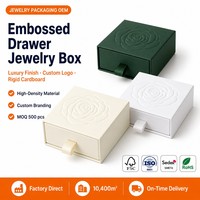 Boîte d'emballage de bijoux de luxe personnalisée avec gaufrage, boîte cadeau carrée en carton rigide avec insert en velours