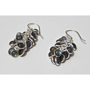 Boucles d'oreilles en labradorite grappe de raisins en argent sterling 925 pour filles bijoux en pierres précieuses en or rose - Product Image 2