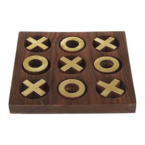 Tablero de Tres en Raya de Madera Grabado con Detalles Premium, Artesanía Artística y Piezas de Juego con Acabado Liso - Product Image 3