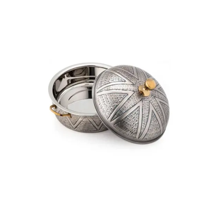 Casserole fantaisie Table de mariage et d'événement Casserole décorative en métal fini or chauffe-plats en métal Design personnalisé fait à la main - Product Image 4