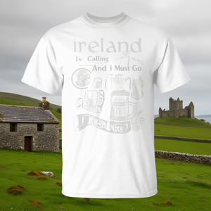 L'Irlande m'appelle et je dois y aller, t-shirt irlandais blanc unisexe pour adulte, col rond, manches courtes, promotionnel - Product Image 3