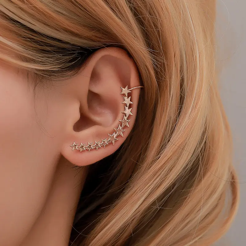Women New Zircon Ear Bone Earrings Fashion Line Crystal Butterfly Cuff Clip Earings /