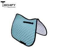 Tapis de selle matelassé bleu clair tout usage en polyester doublé polaire avec sangle de maintien pour l'équitation