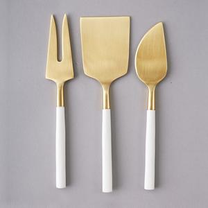 Ensemble de couteaux à fromage en métal finition blanc et or pour événements et dîners de luxe, outils à fromage en acier inoxydable pour cadeaux de mariage - Product Image 5