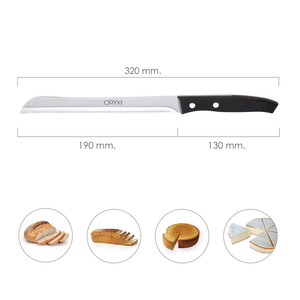 Coltello Aspen Panero con Lama in Acciaio Inossidabile 19 cm. Nero - Product Image 2