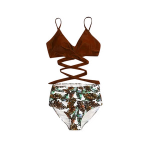 High Quality Women's Sexy <b>Push</b>-<b>Up</b> Bikini 3-Piece High Waist Backless Animal Print <b>Swimsuit</b> Set Breathable Custom Beachwear - Product Image 3