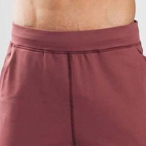 Pantalones cortos de ropa de hombre de buena calidad de diseño personalizado OEM de etiqueta privada 100% algodón poliéster Color Borgoña cintura elástica verano - Product Image 2