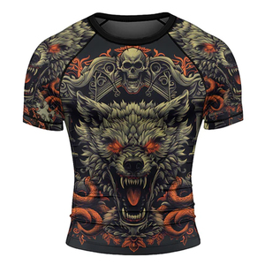 Maillots de bain à séchage rapide Fitness Noir Sublimé Compression Rash Guards 2026 Concevez votre propre Quantité en gros Unisexe Manches courtes - Product Image 1