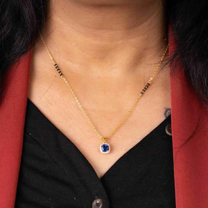 คลาสสิกสีดำลูกปัดแซฟไฟร์สีฟ้าจี้เพชรสร้อยคอเครื่องประดับ unisex ทันสมัยอุปกรณ์เสริมทันสมัย - Product Image 5