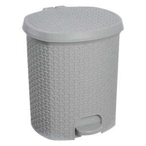 Multipurpose waste <b>bin</b>/<b>bin</b> with <b>lid</b>, rattan design, 21L capacity, size 33.5x34.5x39.2, Nordic grey color - Product Image 1