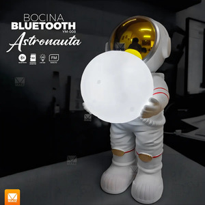 Bluetooth Speaker FM <b>Radio</b> Rechargeable LED Light Astronaut Moon Color - Assorted Colors - Product Image 3