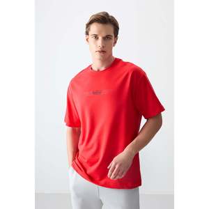 เสื้อยืดพิมพ์ลาย Fiesta ผ้าฝ้ายผสมเนื้อนุ่มทรงโอเวอร์ไซส์สำหรับผู้ชาย Air Jones - สวมใส่สบายสไตล์ลำลอง - Product Image 4
