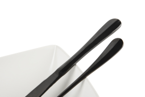 Ensemble de couverts en acier inoxydable noir durable de 24 pièces, style élégant, finition miroir, revêtement PDV, noir poli miroir par Excelsa - Product Image 4