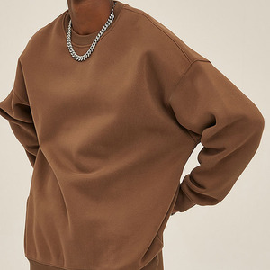 Heavyweight 100% Cotton Oversized Crewneck Sweatshirt for <b>Men</b> Winter Solid Pattern <b>Lined</b> Custom Logo Digital Printing <b>Hoodie</b> - Product Image 1