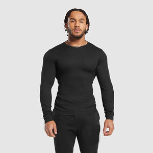 T-shirt à manches longues pour homme, coupe ajustée, 100% coton, col rond, de haute qualité, avec motif de lettres, graphismes personnalisés, vente en gros, taille personnalisée - Product Image 1