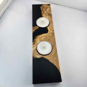 เชิงเทียนเรซินอีพ็อกซี่ทำจากไม้และมีสไตล์สำหรับการตกแต่งที่หรูหรา - Product Image 2