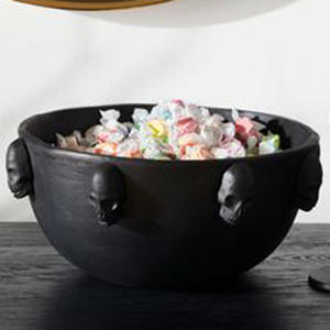 Round Creepy & Cute Aluminium <b>Black</b> Bowl Bat in Side Halloween Party Centre Piece Artisans <b>Canister</b> Gifts Accessories - Product Image 5