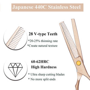 ชุดกรรไกรช่างตัดผมแบบมืออาชีพ6ชิ้นพร้อมที่จับเหล็กกรรไกรตัดผมสีโรสโกลด์ - Product Image 5