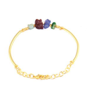 Bracelet en cristal de guérison en pierres précieuses naturelles de conception unique plaqué or 24 carats avec chaîne réglable Bijoux pour femmes en gros - Product Image 3