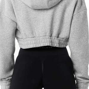 Sudadera corta con capucha para mujer, 55% algodón, 45% licra, estilo de gota, holgada, holgada, color gris, con cremallera, clásica - Product Image 6