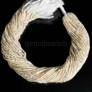 Piedra lunar blanca natural 2mm Rondelle Micro cuentas facetadas hebras piedra lunar blanca cuentas de piedras preciosas redondas para la fabricación de joyas 13" - Product Image 2