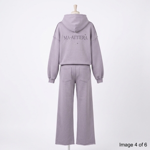 Conjunto de Sudadera con Capucha Lavanda Oversize y Pantalones Anchos de Felpa de Algodón para Mujer, Estilo Urbano, Venta al por Mayor OEM - Product Image 4