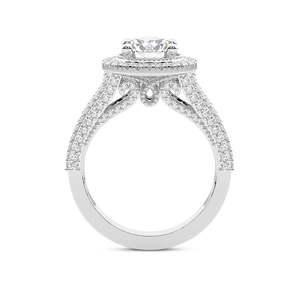 Anillo de Compromiso de Lujo con Halo y Diamante de Laboratorio de 2.50 Quilates, Corte Brillante, Certificado, Oro Blanco de 14K con Baño de Rodio, Color M, Claridad VS1 - Product Image 4