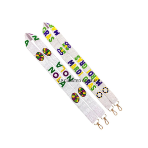 Mardi Gras hecho a mano con cuentas correa de hombro ajustable algodón monedero Cinturón brillante colorido Mardi Gras accesorio - Product Image 5