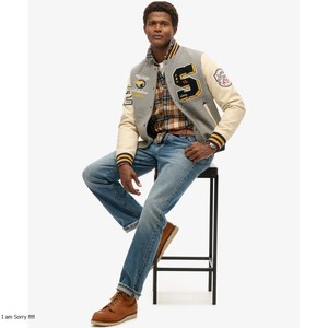 Chaqueta de Béisbol de Invierno para Hombre, Bordada con Graffiti, Estilo Universitario, Mangas de Cuero, Tela de Lona Recubierta, Logotipo Decorativo en la Parte Delantera - Product Image 2