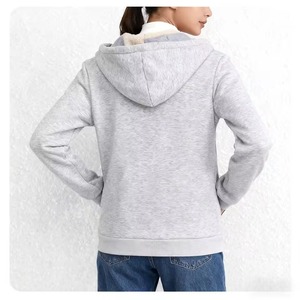 Sweat à capuche pour femme, mode automne-hiver 2025, haut décontracté simple, 100% polyester, coupe ample, épaissi, fermeture éclair - Product Image 4