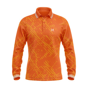 Chemise polo décontractée pour homme à manches longues en tissu sergé avec logo imprimé à l'écran sur le devant, anti-rétrécissement, polyester et coton, séchage rapide - Product Image 2