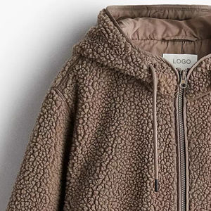 Automne hiver chaud écologique imperméable coton col montant à manches longues polaire personnalisé fermeture éclair à capuche veste mode féminine - Product Image 5