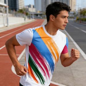 T-shirt de sport pour homme à manches courtes, coupe ajustée, respirant, séchage rapide, impression par sublimation de qualité supérieure, pour la course à pied, la remise en forme et l'entraînement - Product Image 6