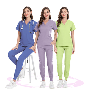 Uniforme quirúrgico antiarrugas de verano moderno para mujeres/hombres, nuevos colores, juego de enfermera de lona de LICRA suave, Jogger para médicos - Product Image 1
