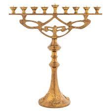 Traditional Style Brass Menorah Candle Holder Jewish Hanukkah <b>Lamp</b> Decorative Candle Stand Home Decor - Product Image 4