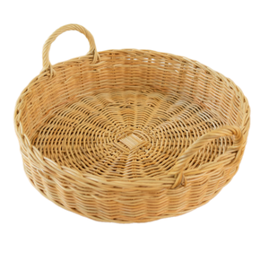 Handmade Natural Rattan Eco-Friendly Multifunction Round Serving <b>Basket</b> <b>Tray</b> Handles Wicker Organizer for Home Kitchen Storage - Product Image 3
