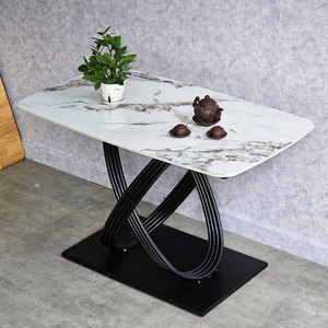 Modern Artistic 120x70cm Rectangular <b>Dining</b> <b>Table</b> with Iron Legs and Stone Top BA166 - Product Image 2