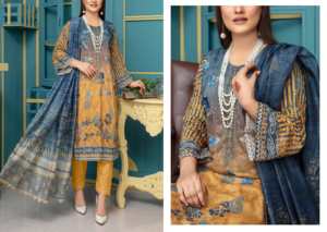 ชุดสาหรี่คามีซวิสโคสคุณภาพสูง แบรนด์มาหัม สำหรับผู้หญิง ชุดฤดูหนาวสไตล์อินเดียและปากีสถาน สำหรับผู้ใหญ่ - Product Image 3