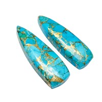 Bleu cuivre Turquoise lisse longue trillion de pierres précieuses lâche apparié paire pierres Turquoise naturelle pour la fabrication de bijoux bricolage artisanat