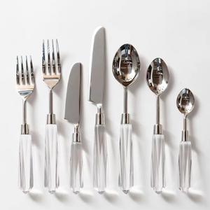 Juego de Cubiertos de Metal Estilo Americano con Mango de Acrílico Transparente Pulido a Espejo para Hotel, Eventos, Fiestas, Comida, Juegos de Cubiertos - Product Image 6