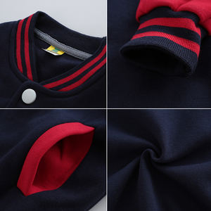 Chaqueta universitaria para niños con logotipo bordado personalizado al por mayor, sudadera deportiva de uniforme escolar de invierno, béisbol infantil teñido liso - Product Image 5