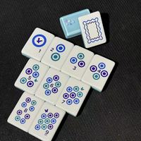 Jeu de Mahjong américain bleu glacé scintillant, 160 tuiles, tuiles de Mahjong en acrylique de luxe, jeu de tuiles de Mahjong américain design papillon