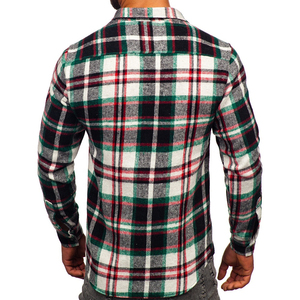 Chemise en flanelle à carreaux pour hommes en rouge vert noir et blanc avec poignets réglables et chemise de sécurité tactique pour hommes à rehausser - Product Image 2