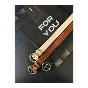 Ceinture pour femme à boucle ronde 3 pièces, ceinture pour pantalon, ceinture pour veste, ceinture pour robe, ceinture pour chemise - Noir-brun-beige - Product Image 3